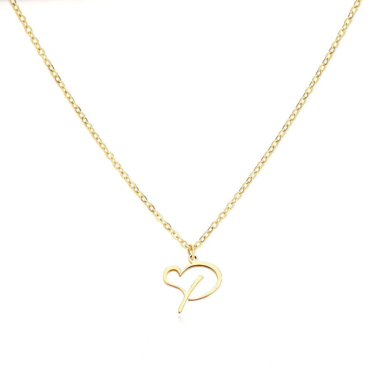Dainty Gold Initial Necklace for Women – Personalized Heart-Shaped Stainless Steel Jewelry, 45cm 19