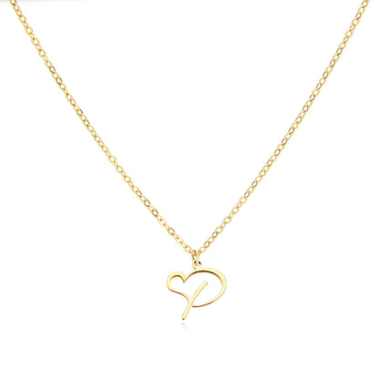 Dainty Gold Initial Necklace for Women – Personalized Heart-Shaped Stainless Steel Jewelry, 45cm 19