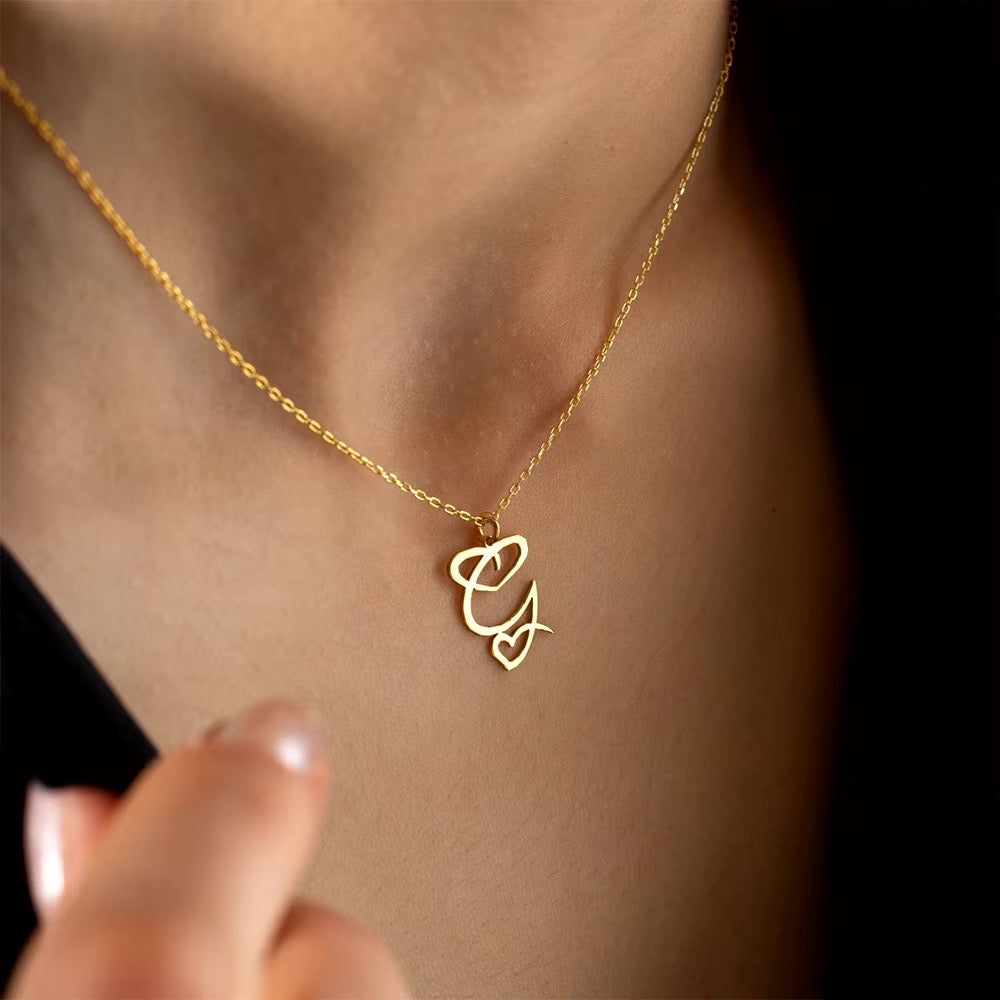 Dainty Gold Initial Necklace for Women – Personalized Heart-Shaped Stainless Steel Jewelry, 45cm 2