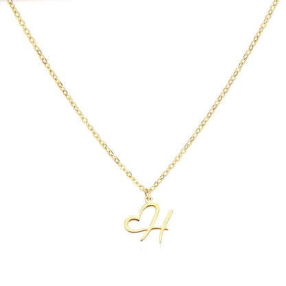 Dainty Gold Initial Necklace for Women – Personalized Heart-Shaped Stainless Steel Jewelry, 45cm 20