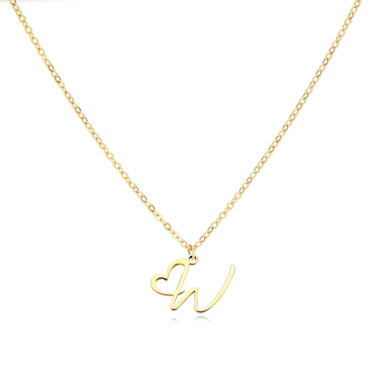 Dainty Gold Initial Necklace for Women – Personalized Heart-Shaped Stainless Steel Jewelry, 45cm 21