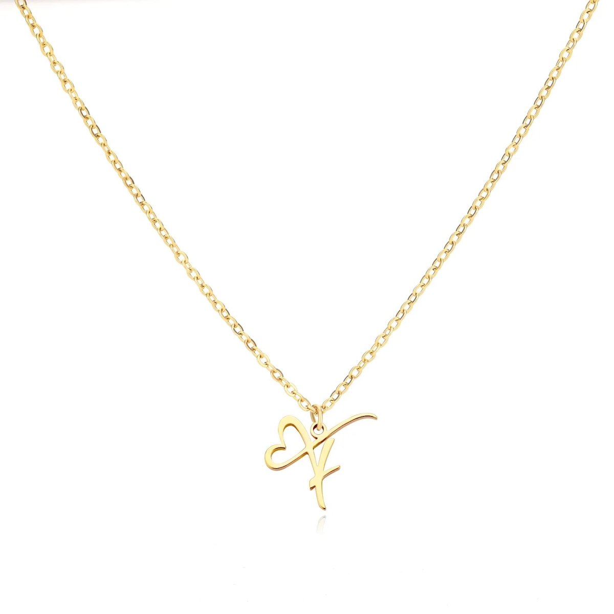 Dainty Gold Initial Necklace for Women – Personalized Heart-Shaped Stainless Steel Jewelry, 45cm 24