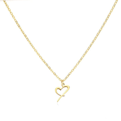 Dainty Gold Initial Necklace for Women – Personalized Heart-Shaped Stainless Steel Jewelry, 45cm 26