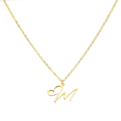 Dainty Gold Initial Necklace for Women – Personalized Heart-Shaped Stainless Steel Jewelry, 45cm 27