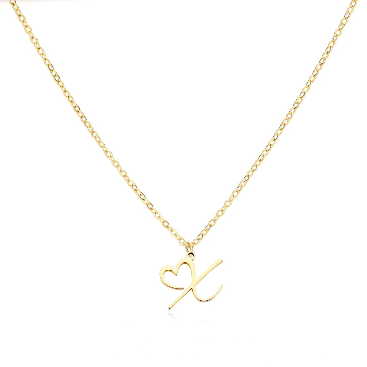 Dainty Gold Initial Necklace for Women – Personalized Heart-Shaped Stainless Steel Jewelry, 45cm 28