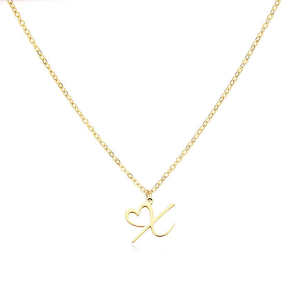 Dainty Gold Initial Necklace for Women – Personalized Heart-Shaped Stainless Steel Jewelry, 45cm 28