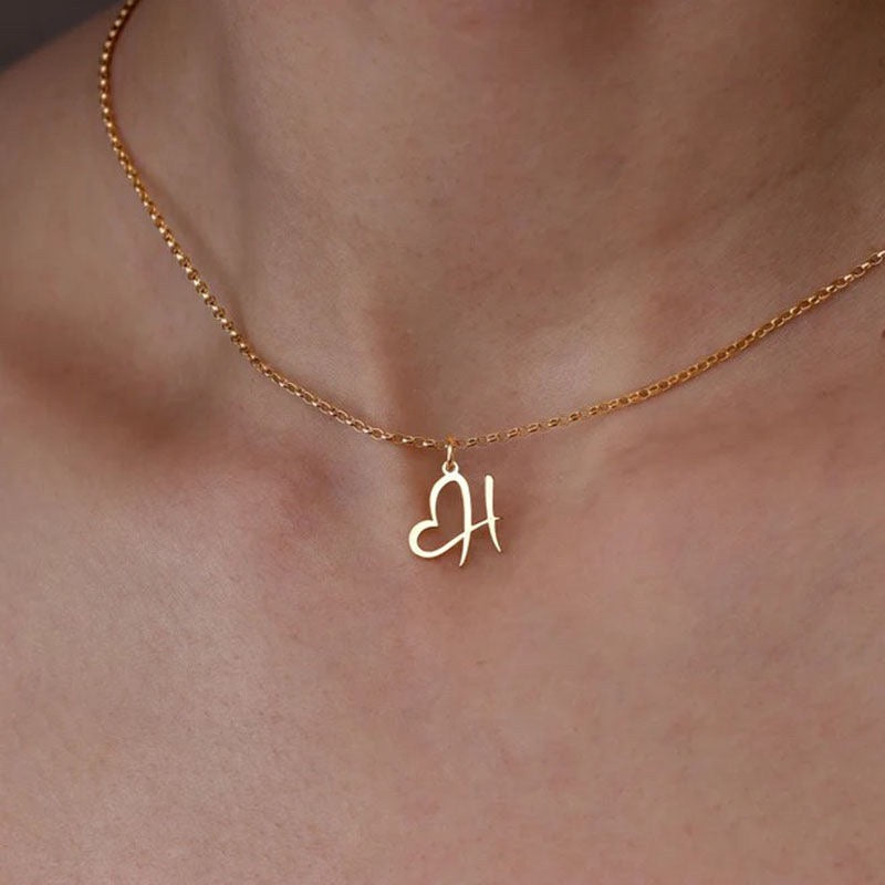 Dainty Gold Initial Necklace for Women – Personalized Heart-Shaped Stainless Steel Jewelry, 45cm 4