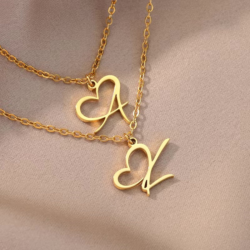 Dainty Gold Initial Necklace for Women – Personalized Heart-Shaped Stainless Steel Jewelry, 45cm 5