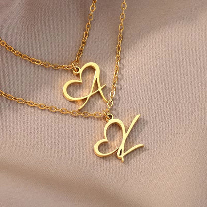 Dainty Gold Initial Necklace for Women – Personalized Heart-Shaped Stainless Steel Jewelry, 45cm 5