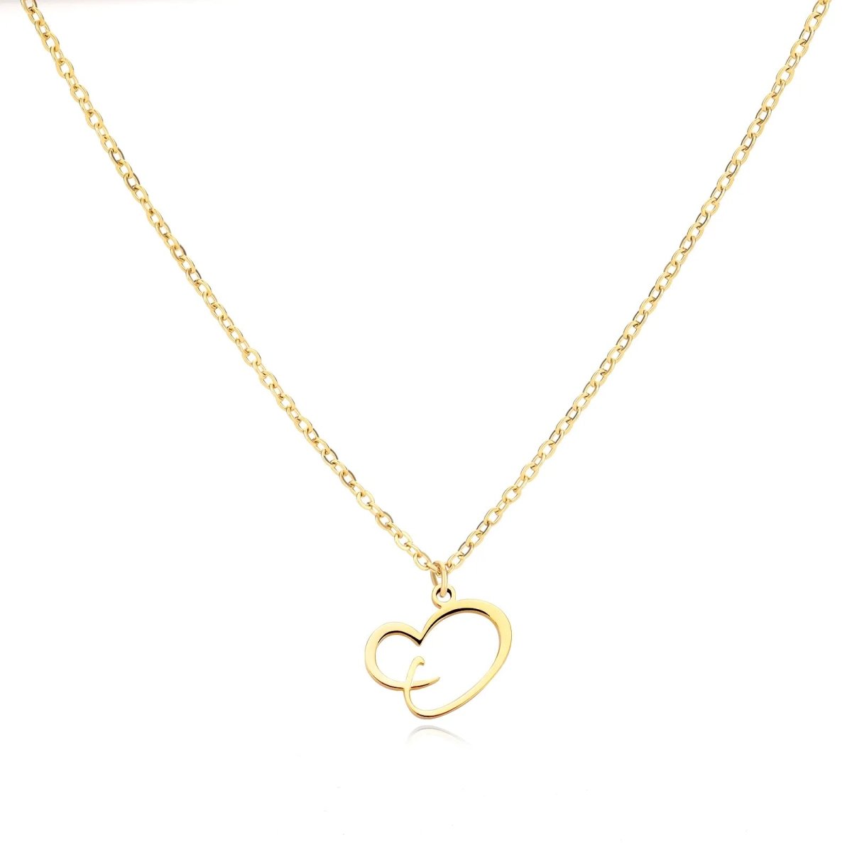 Dainty Gold Initial Necklace for Women – Personalized Heart-Shaped Stainless Steel Jewelry, 45cm 9