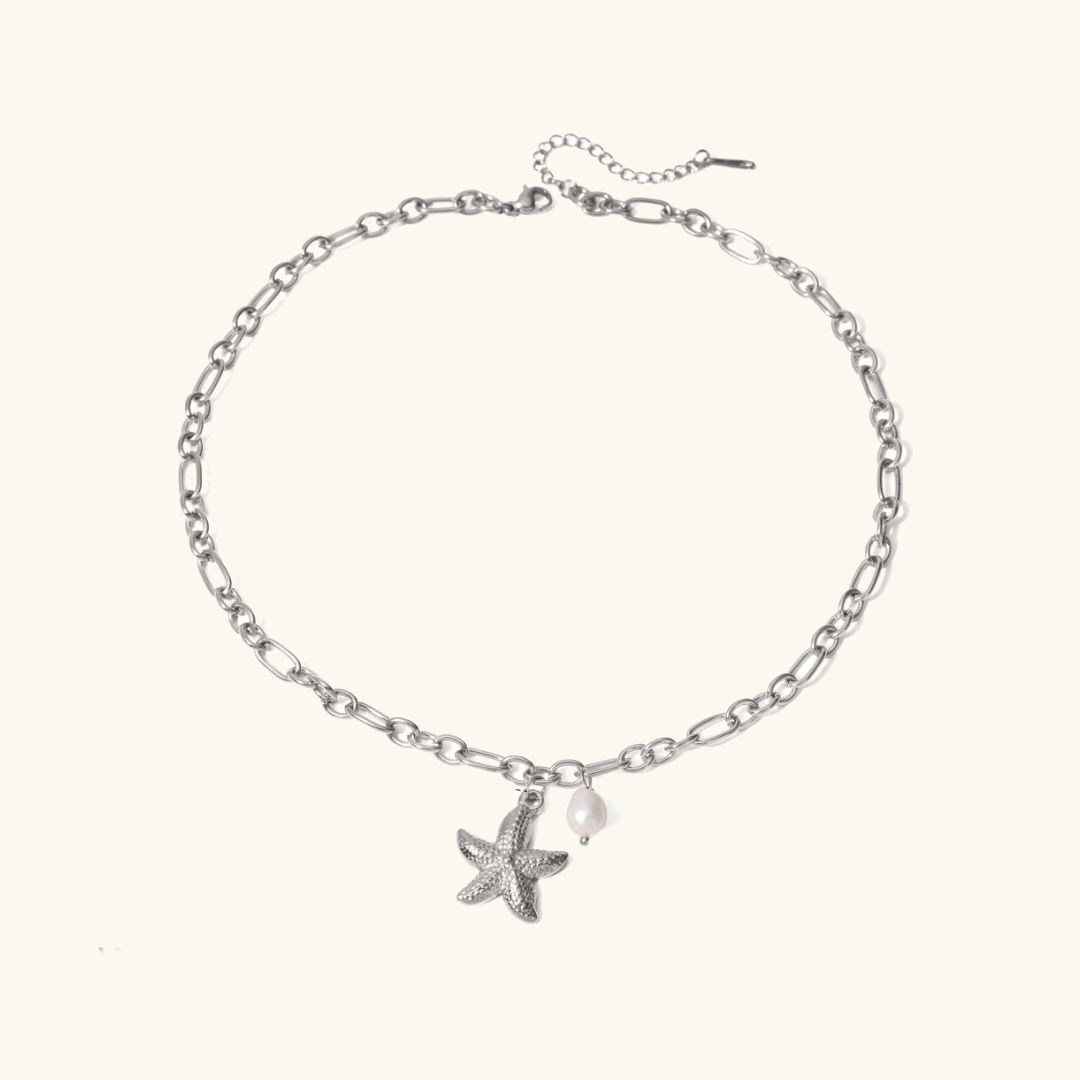 Dainty Gold Necklace with Starfish Pendant and Freshwater Pearl – Waterproof 18k Gold-Plated Chain for Women 2
