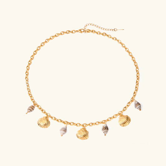 Dainty Gold Seashell Necklace with Adjustable Gold Chain – Hypoallergenic Ocean-Inspired Jewelry for Women 0