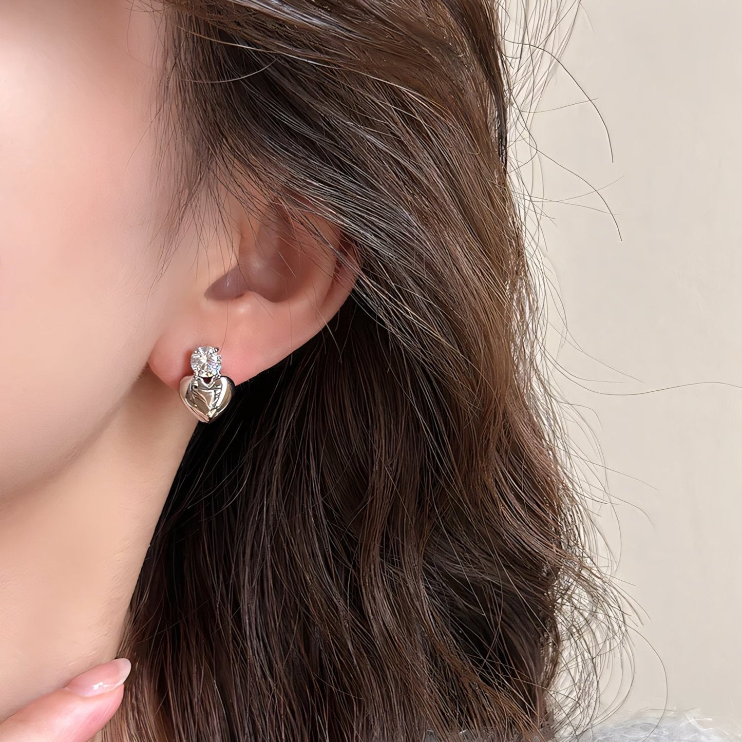 Dainty Heart Stud Earrings for Women with Diamond Accents – Gold and Silver Options, Elegant Design for Casual and Formal Wear 4