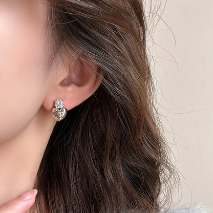 Dainty Heart Stud Earrings for Women with Diamond Accents – Gold and Silver Options, Elegant Design for Casual and Formal Wear 4