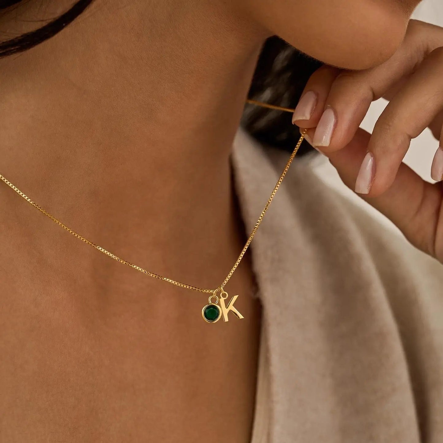 Dainty Initial and Birthstone Necklace – Personalized Jewelry in Gold, Silver, and Rose Gold 0