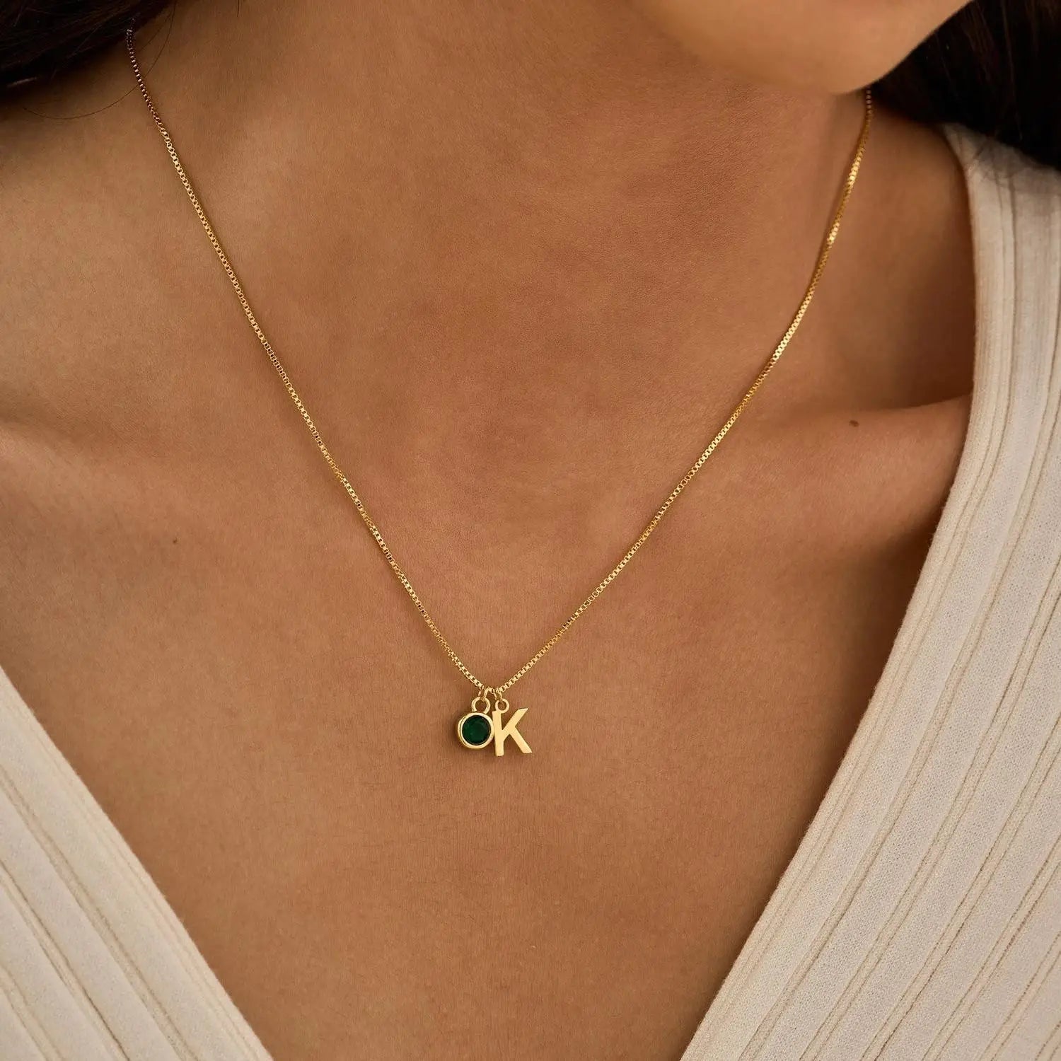 Dainty Initial and Birthstone Necklace – Personalized Jewelry in Gold, Silver, and Rose Gold 1