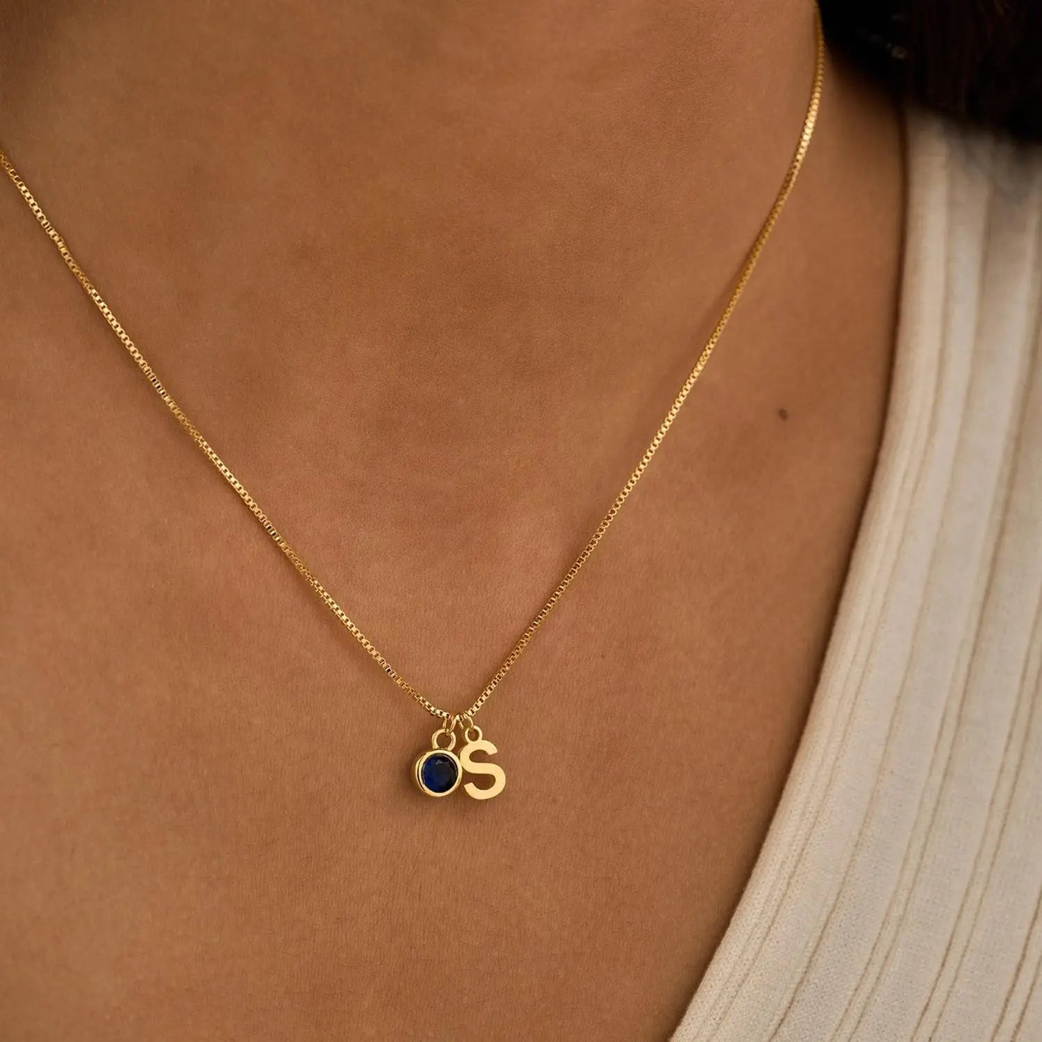 Dainty Initial and Birthstone Necklace – Personalized Jewelry in Gold, Silver, and Rose Gold 2