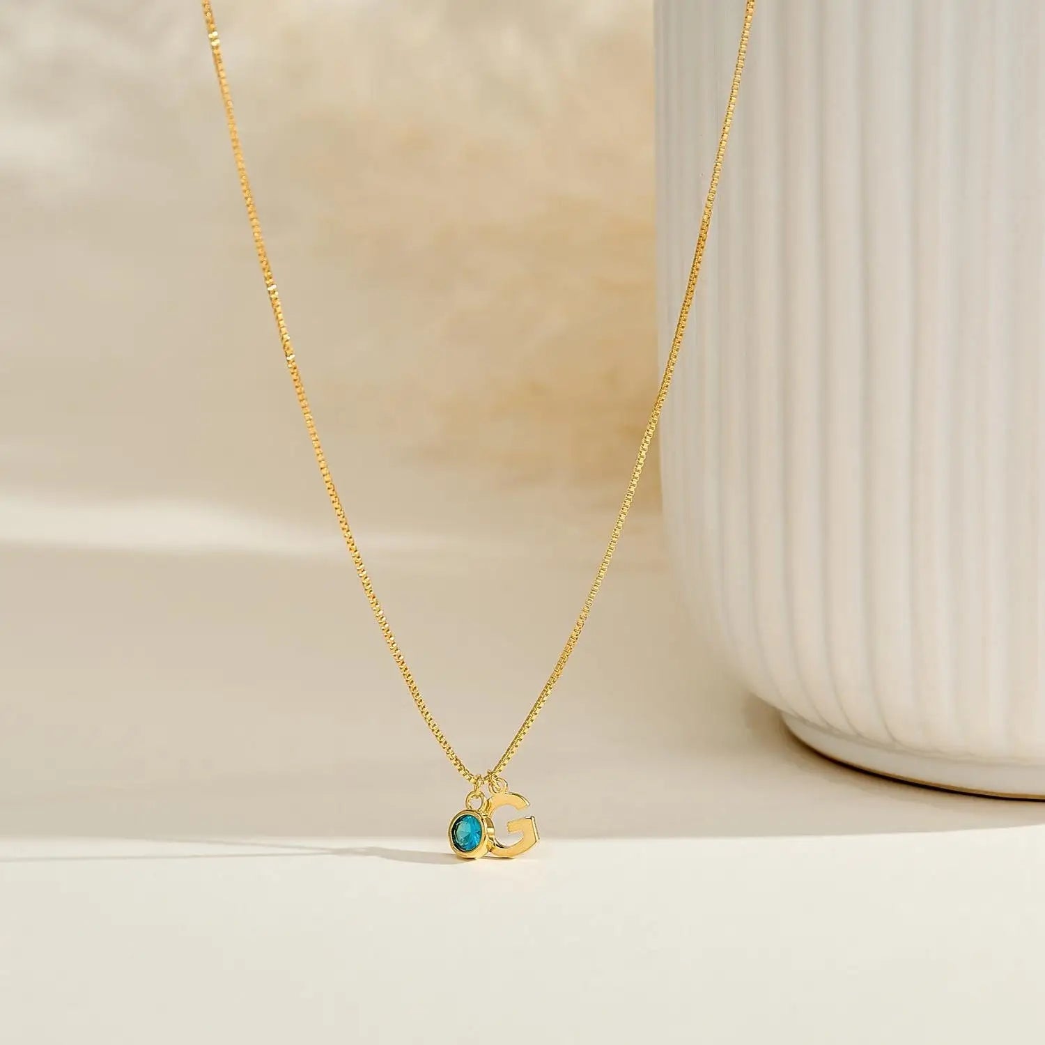 Dainty Initial and Birthstone Necklace – Personalized Jewelry in Gold, Silver, and Rose Gold 3