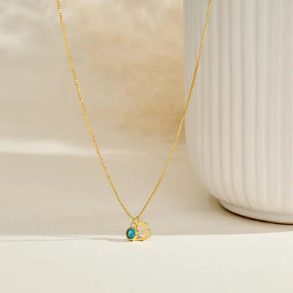 Dainty Initial and Birthstone Necklace – Personalized Jewelry in Gold, Silver, and Rose Gold 3