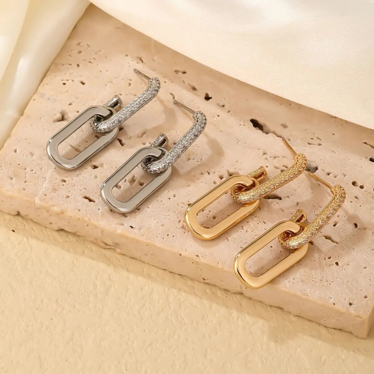 Dainty Loop Deluxe Earrings with Cubic Zirconia – Gold, Silver, and Rose Gold Options 3