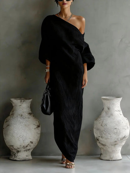 Women's Linen One-Shoulder Maxi Dress – studio view 7 | Hensley London