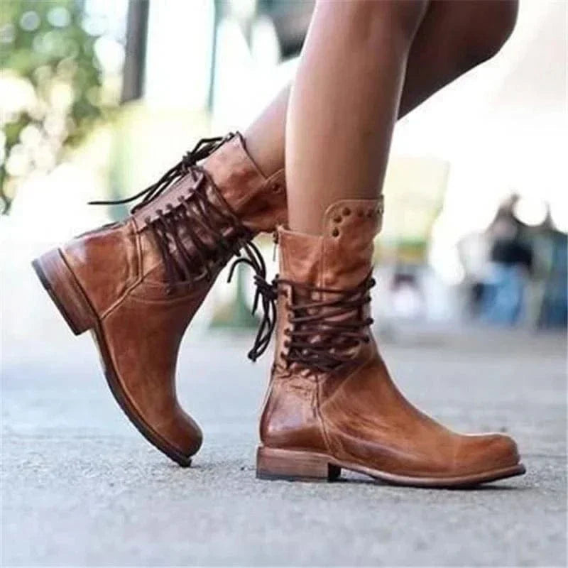 Women's Western Lace-Up Ankle Boots – additional product view | Hensley London