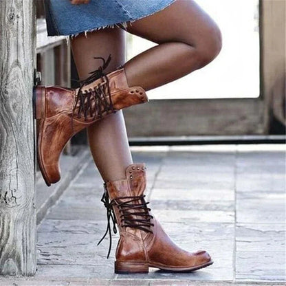 Women's Western Lace-Up Ankle Boots – additional product view | Hensley London