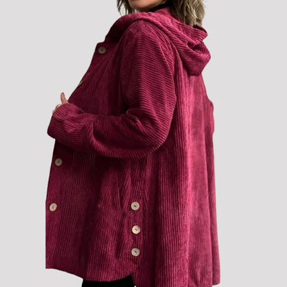 Women's Textured Hooded Button-Up Jacket in available colours – product view 6 | Hensley London