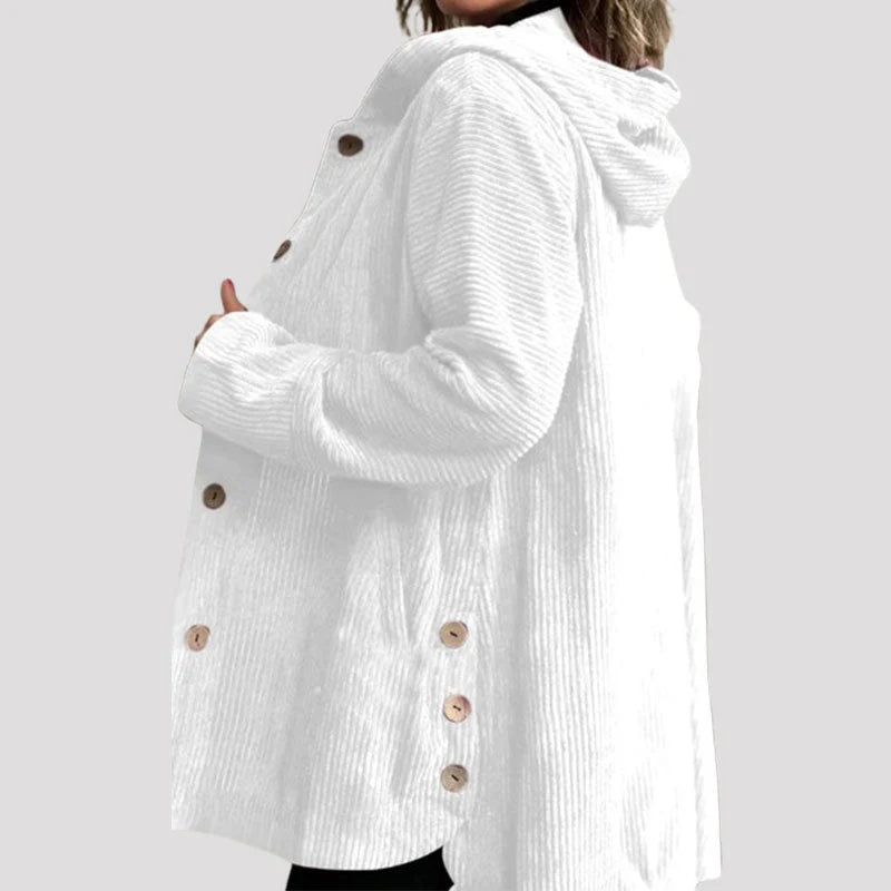 Women's Textured Hooded Button-Up Jacket in available colours – product view 7 | Hensley London