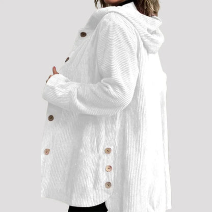Women's Textured Hooded Button-Up Jacket in available colours – product view 7 | Hensley London