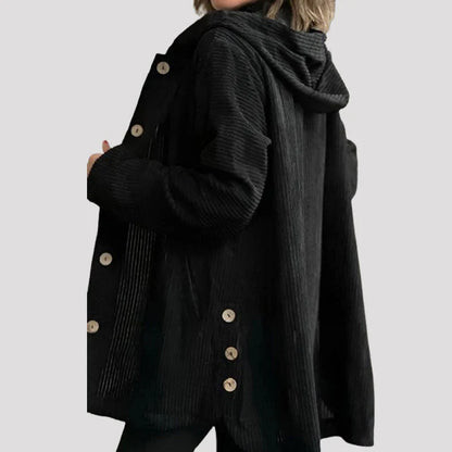 Women's Textured Hooded Button-Up Jacket in available colours – product view 8 | Hensley London