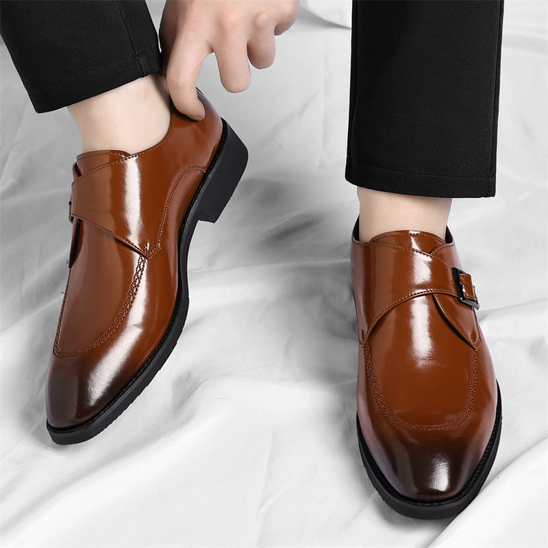 Men's Leather Single-Monk Strap Dress Shoes in Brown - additional view 6 | Hensley London