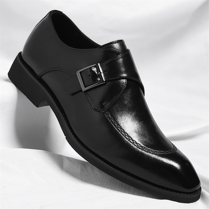 Men's Leather Single-Monk Strap Dress Shoes in Black - additional view 7 | Hensley London