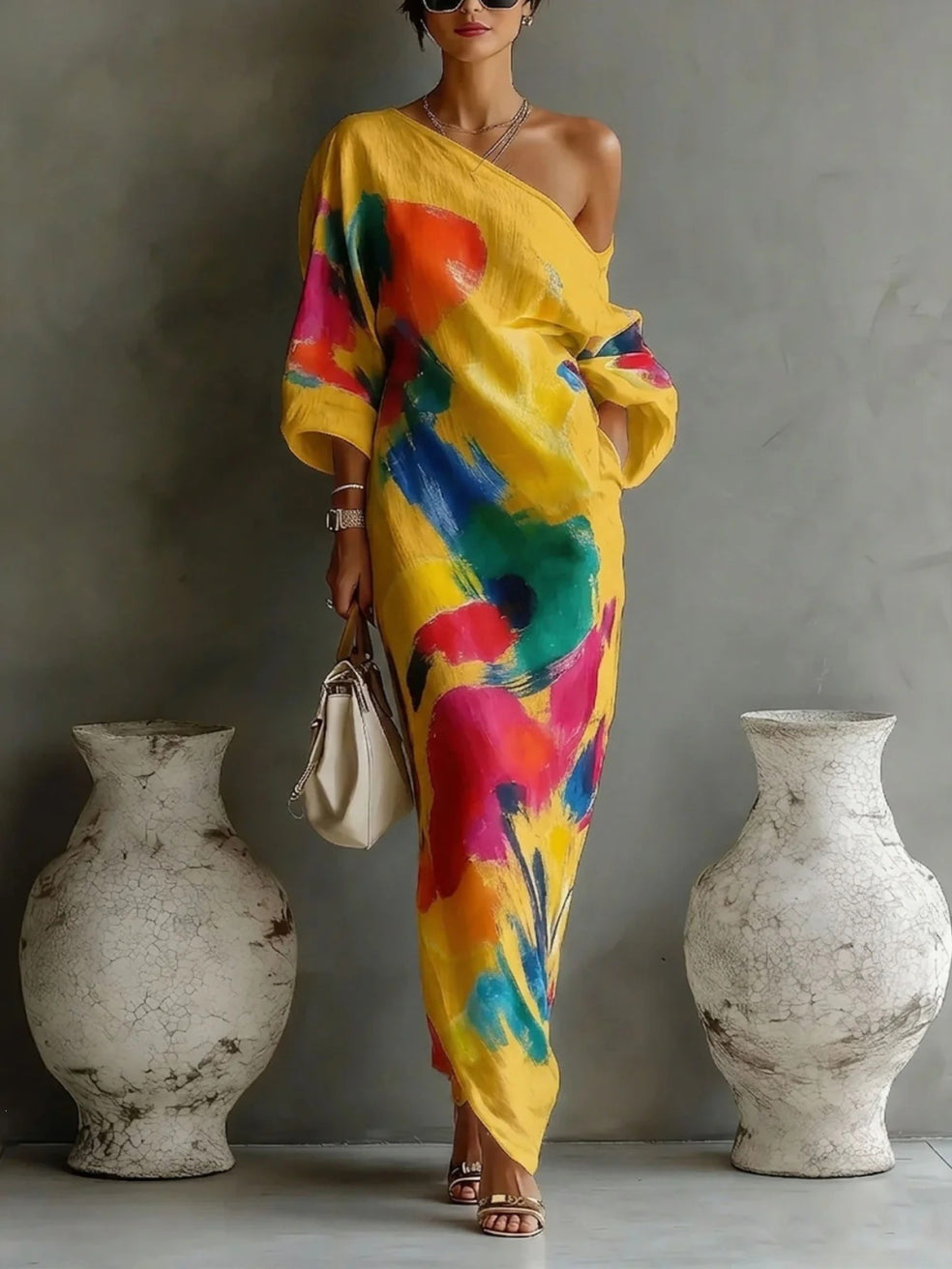 Women's Danella Maxi Dress – worn styled view | Hensley London