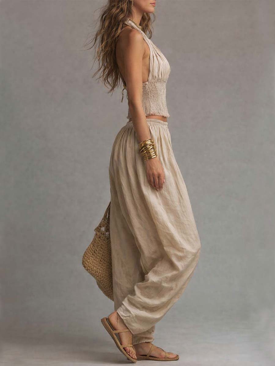 Women's Bohemian Halter Top & Harem Pants Set – product view | Hensley London