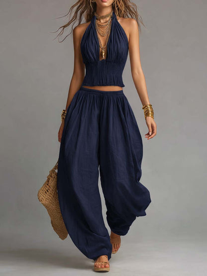 Women's Bohemian Halter Top & Harem Pants Set – product view | Hensley London