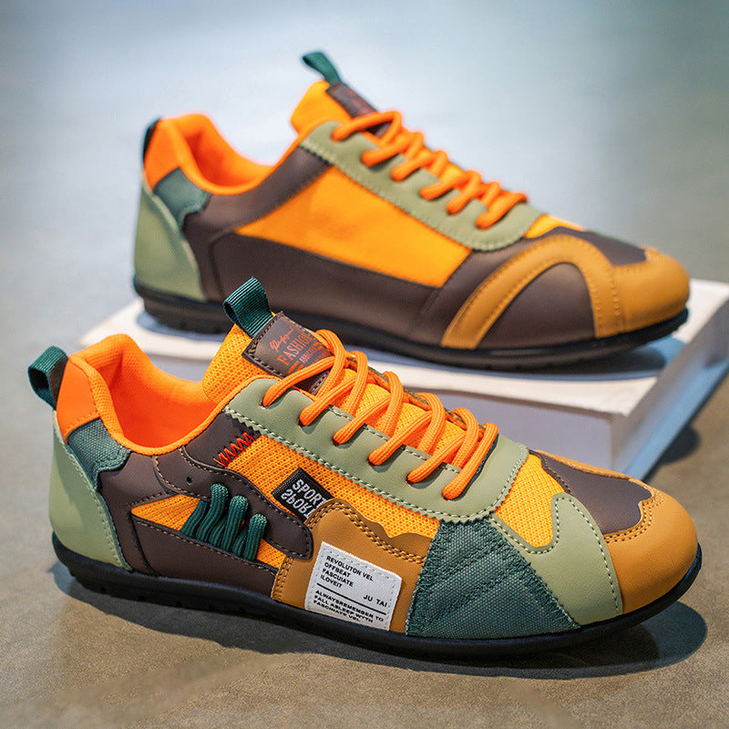Men's Faux Leather Retro Runner Trainers