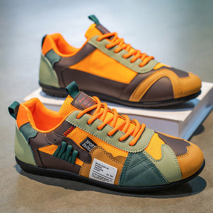 Men's Faux Leather Retro Runner Trainers