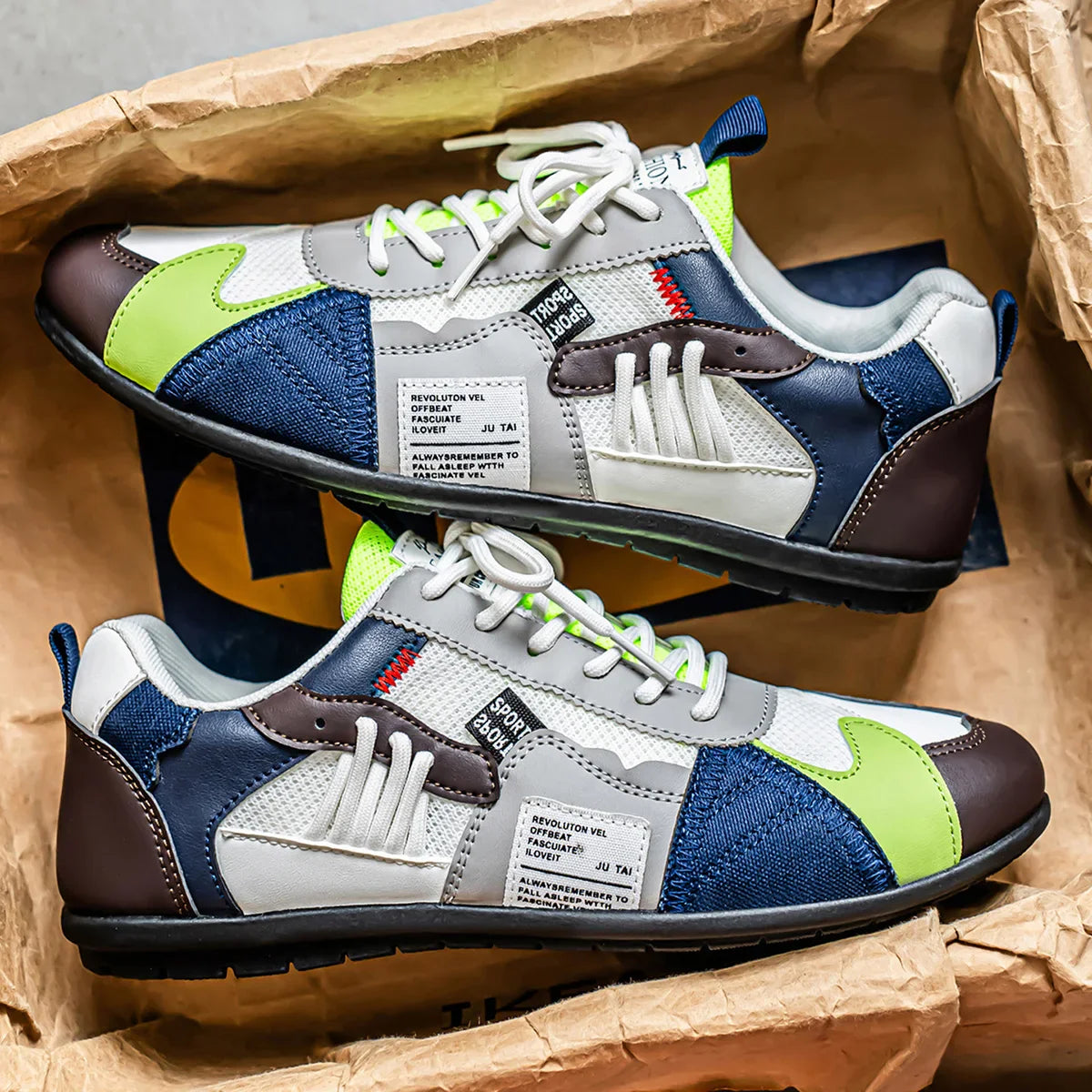 Men's Faux Leather Retro Runner Trainers