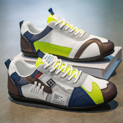 Men's Faux Leather Retro Runner Trainers