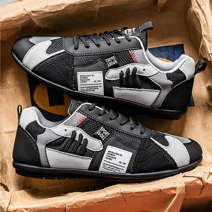 Men's Faux Leather Retro Runner Trainers