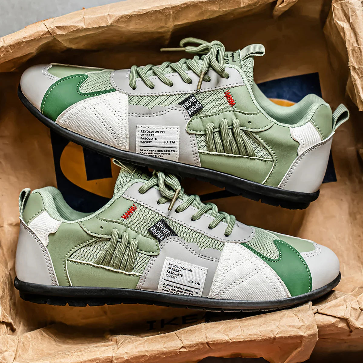Men's Faux Leather Retro Runner Trainers