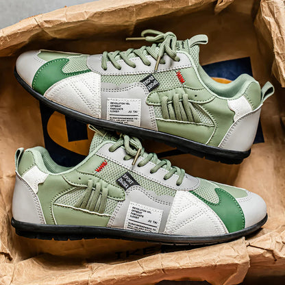Men's Faux Leather Retro Runner Trainers