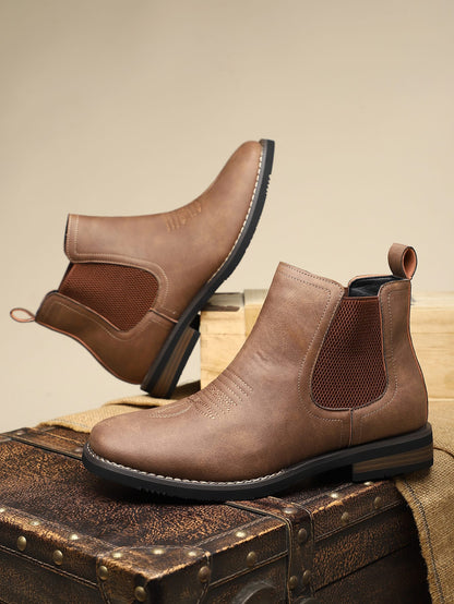 Men's Leather Chelsea Boots in Brown – side view | Hensley London
