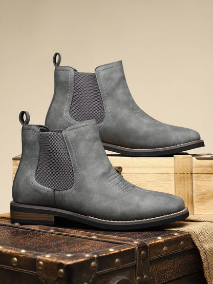 Men's Leather Chelsea Boots in Gray – side view | Hensley London