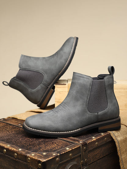 Men's Leather Chelsea Boots in Gray – detail view | Hensley London