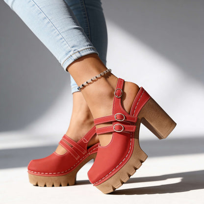 Women's Platform Slingback Buckle Heels – detail view | Hensley London