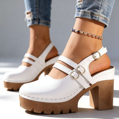 Women's Platform Slingback Buckle Heels – detail view | Hensley London