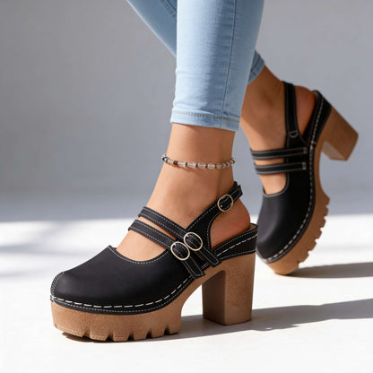 Women's Platform Slingback Buckle Heels – detail view | Hensley London