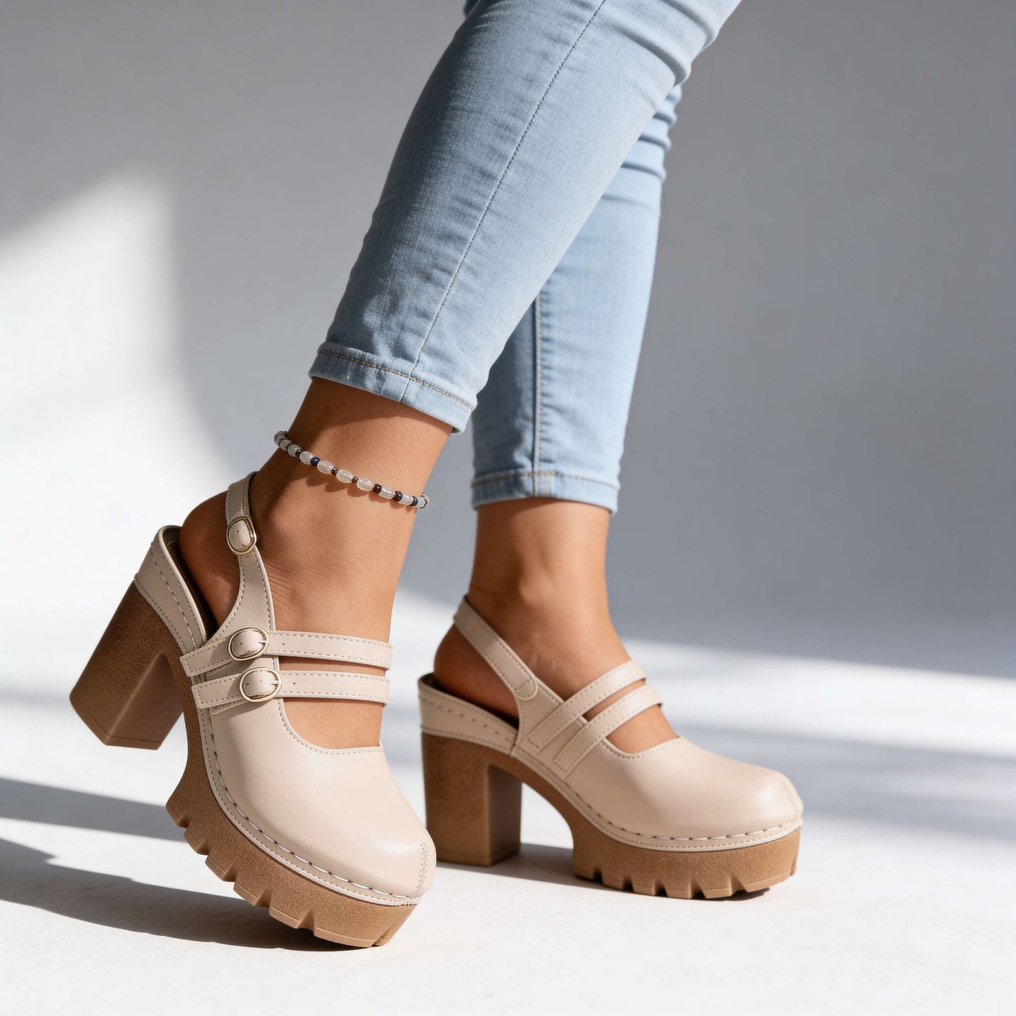 Women's Platform Slingback Buckle Heels – detail view | Hensley London